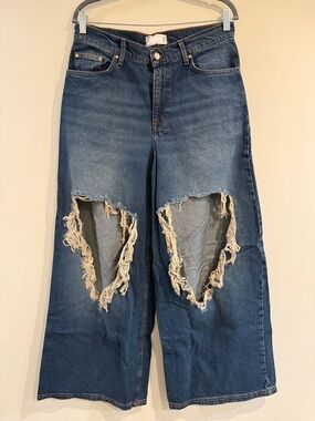 ASOS Men’s Relaxed Wide-Leg Distressed Jeans - Blue